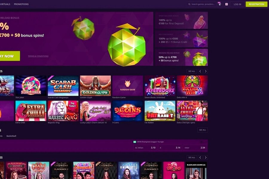 Malina Casino - Page de Connexion